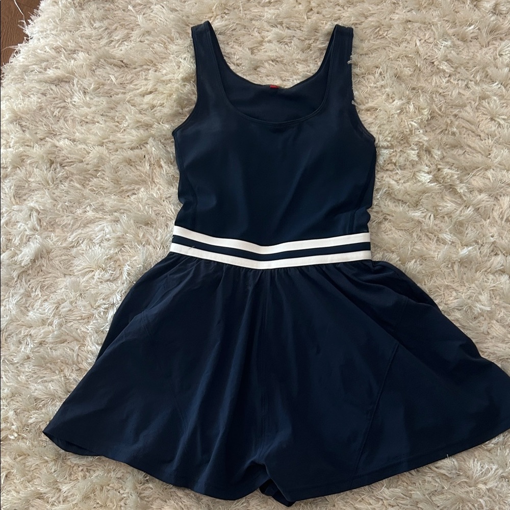Wilson Navy Tennis Romper with White Striped Waist